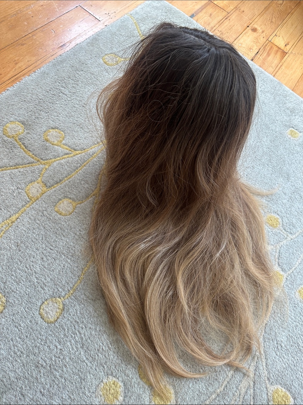 Long Straight Ombre Wig with Center Part - Brown to Blonde - Picture 2 of 5